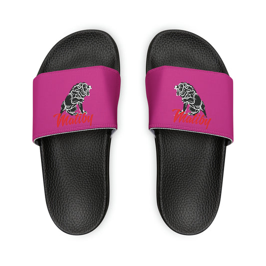 Men's Dark Pink PU Slide Sandals