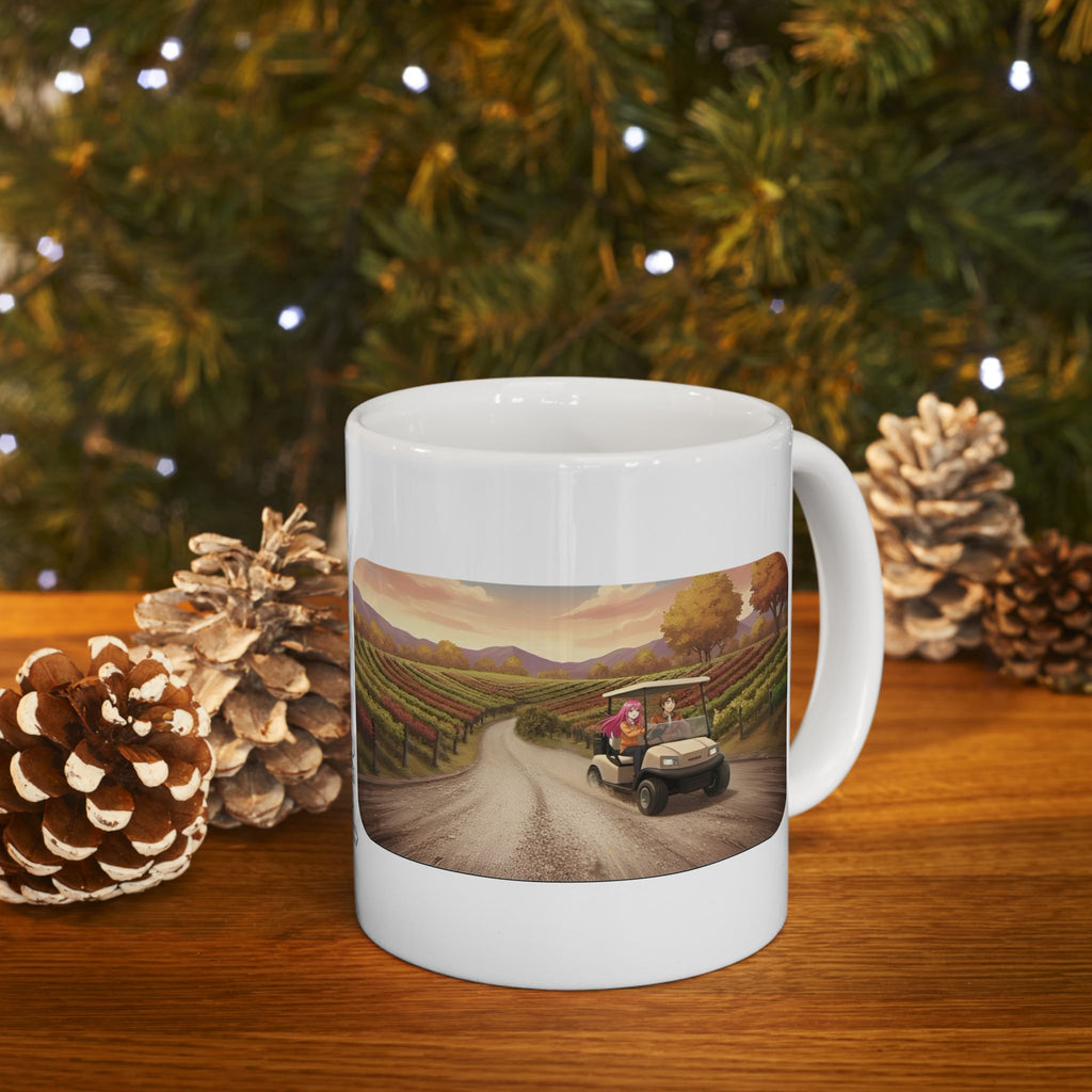 Anime Golf Cart Seasonal Adventures #6 White Ceramic Mug — Find Your Path To The Essentials Cup (11oz & 15oz)