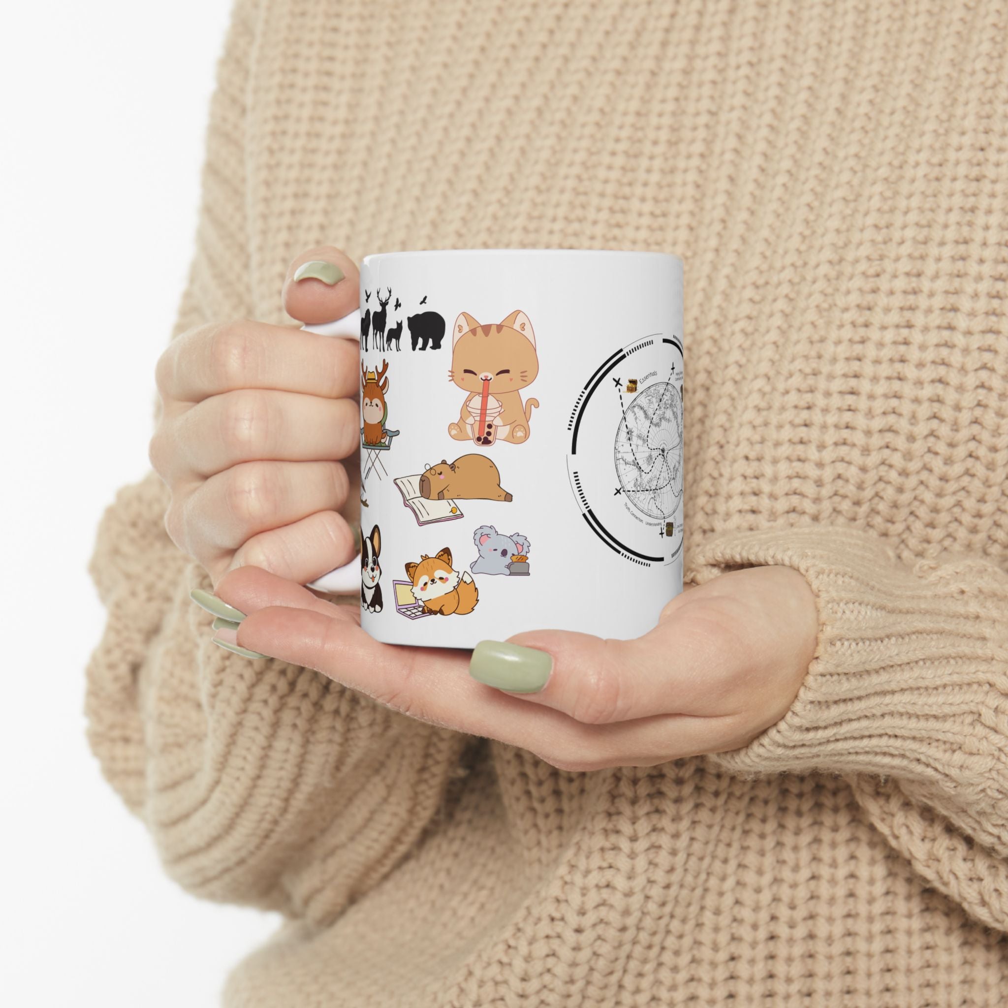 Playful & Cute Pets Decor #4 White Ceramic Mug — Adorable Animals To Brighten Your Day Cup (11oz & 15oz)