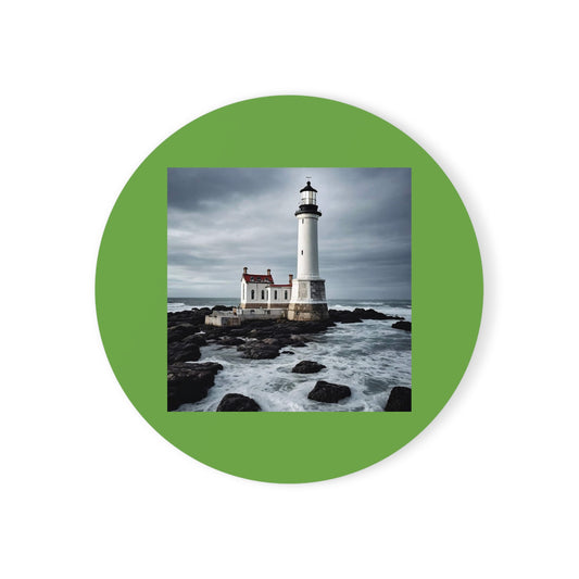 Matiby Lighthouse Green Cork Back Coaster