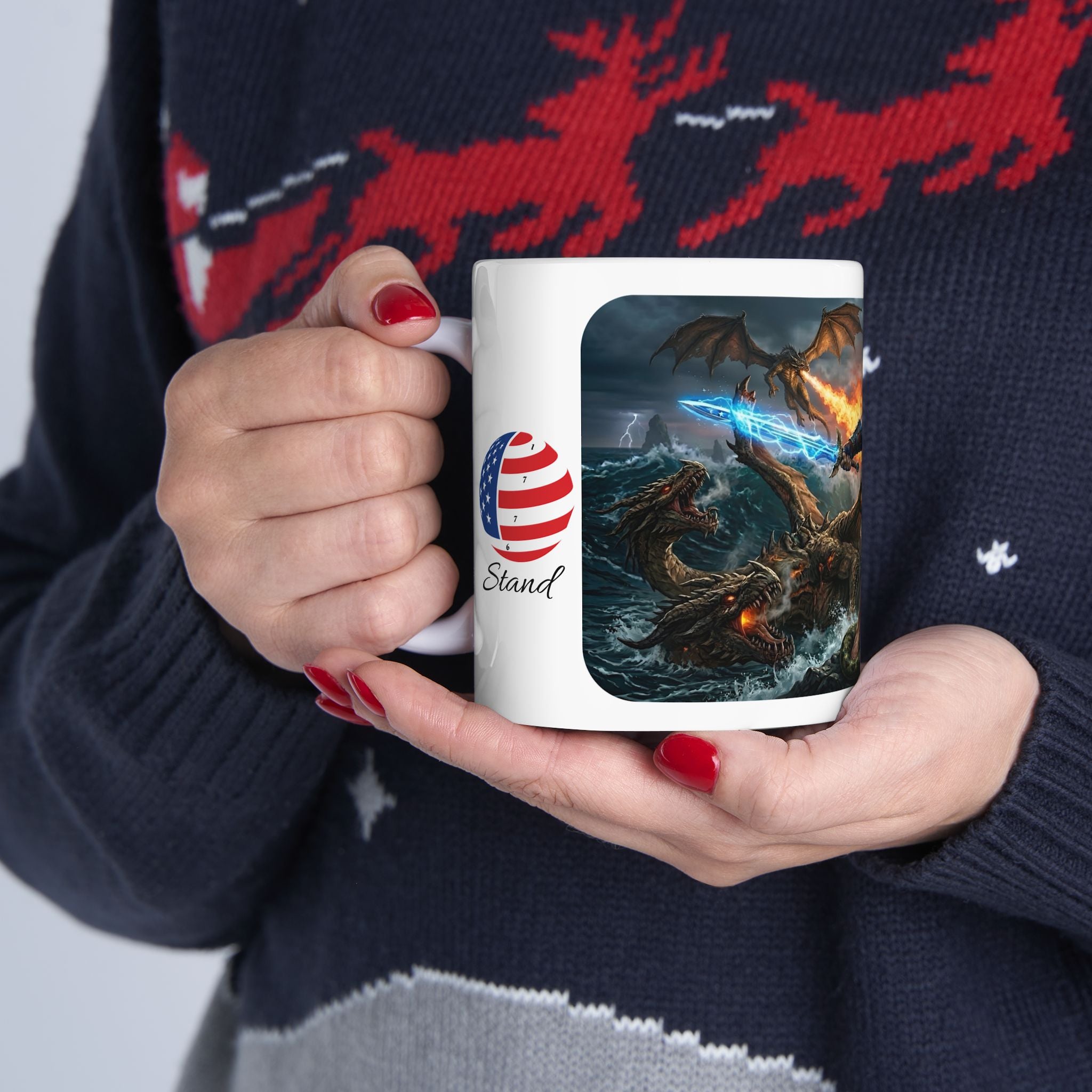 The Sentinel of Sovereignty White Ceramic Mug — USA Unapologetic Patriotism Tea Cup