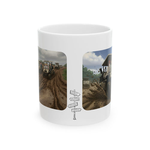 Anime Golf Cart Mud Racing Adventures #4 White Ceramic Mug — Find Your Path To The Essentials Cup (11oz & 15oz)