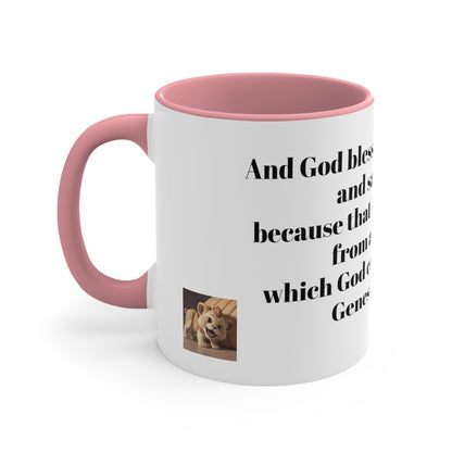 Bible Speaks Gen 2:3 Accent Mug, 11oz