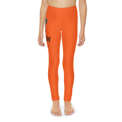 Youth Orange Full-Length Leggings (AOP)