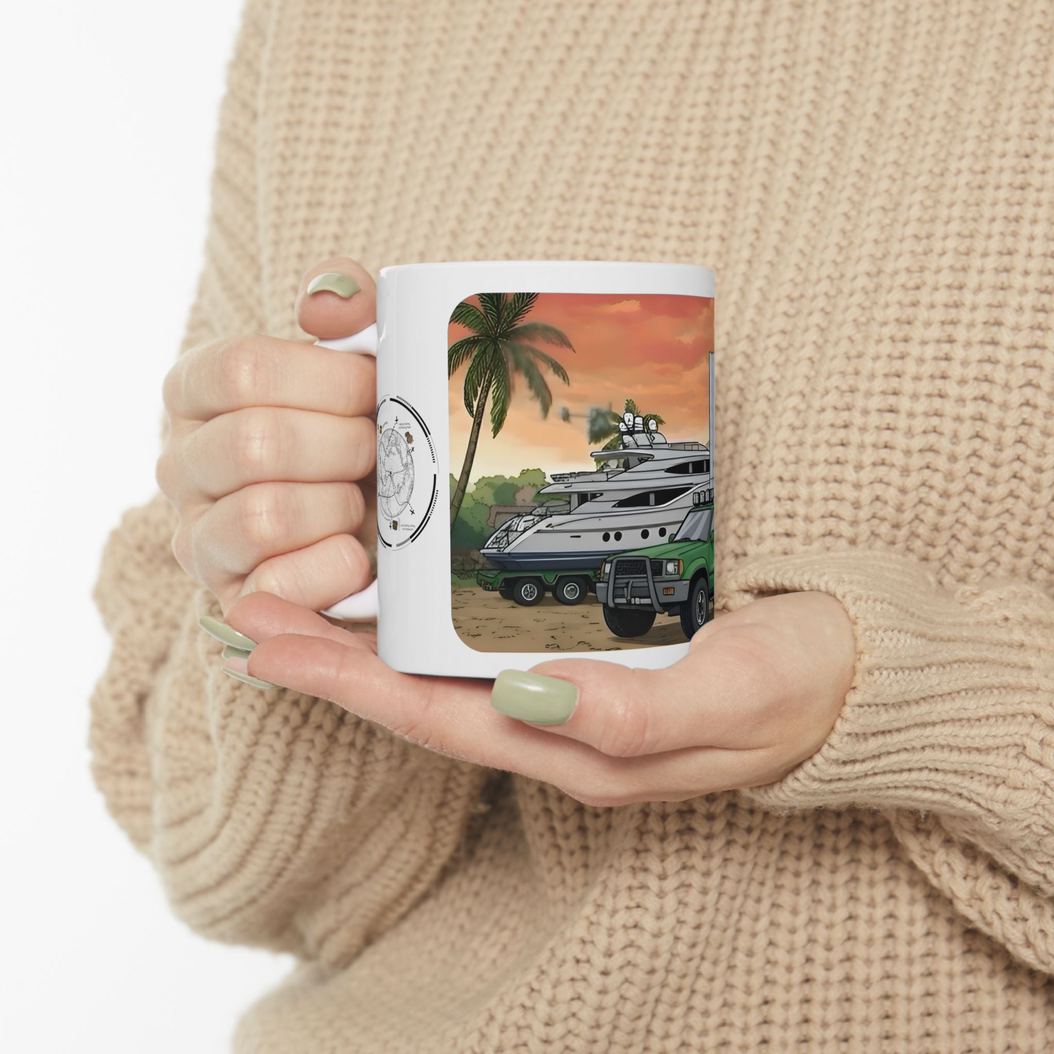 Sunshine State Pickup Trucks #2 Yacht Hauler White Ceramic Mug – Celebrating Companionship, Creativity & Life’s Little Wonders Cup (11oz/15oz)