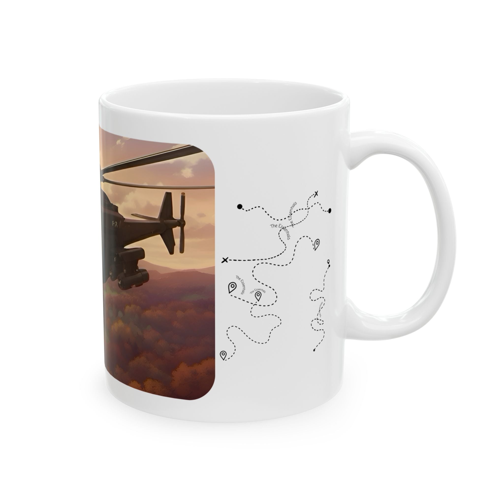 Touring Heli Over Autumn Fall Countryside White Ceramic Mug – Friends, Family & Imaginative Adventures, Celebrating Companionship, Creativity & Life’s Little Wonders Cup (11oz/15oz)