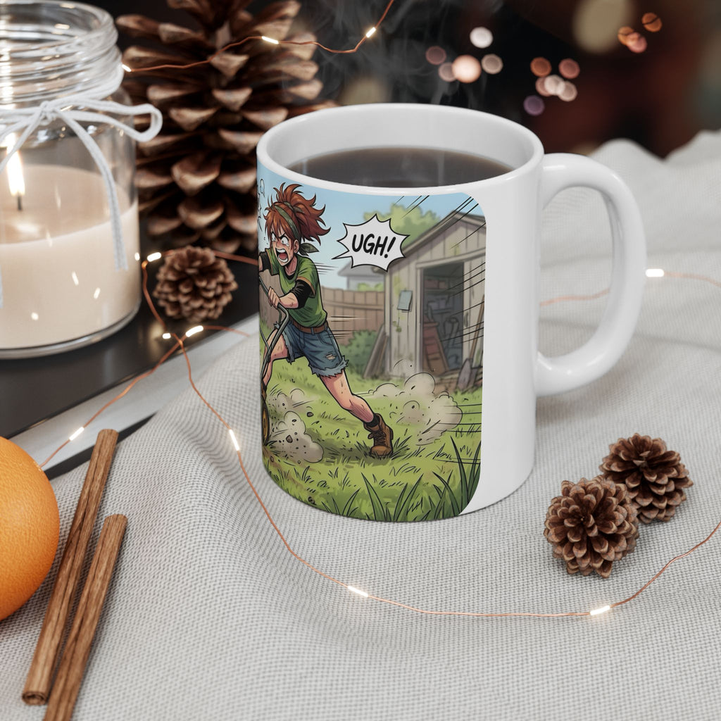 Wifey & The Lawn Mower White Ceramic Mug – Funny Mowing Gardener's Tea Cup (11oz & 15oz)