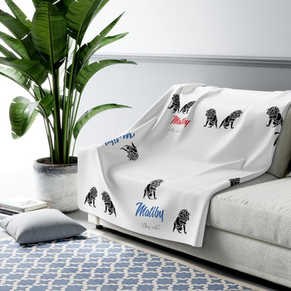 Matiby Lions White Sherpa Fleece Blanket