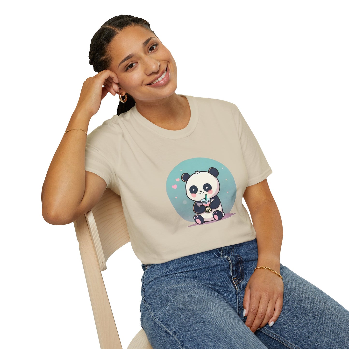 Panda With Boba Unisex Softstyle T-Shirt