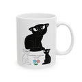 Emotionally Supported by Cats White Ceramic Mug – Cute Black & White Sassy Kitties Tea Cup (11oz & 15oz)