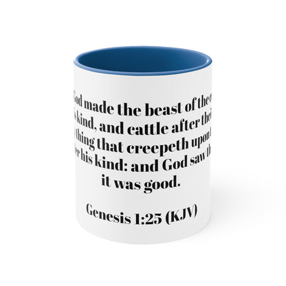 Bible Speaks Gen 1:25 Accent Mug, 11oz