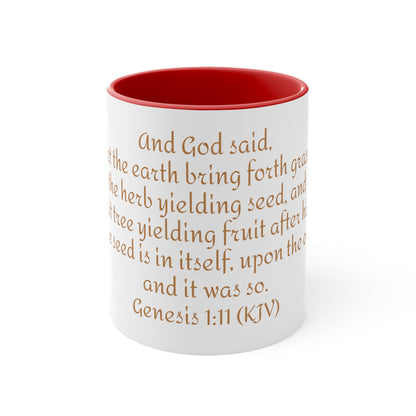 Bible Speaks Gen 1:11 Accent Mug, 11oz