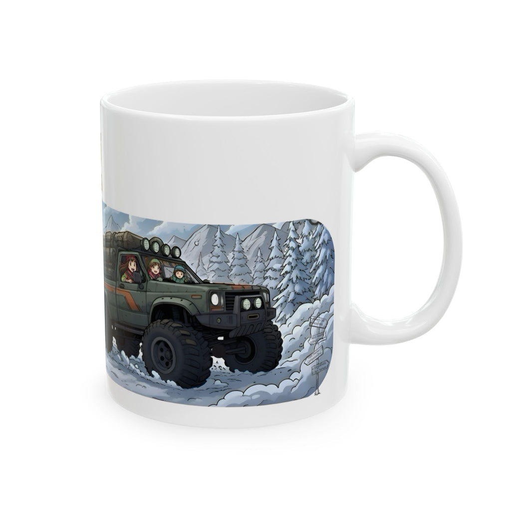Adventure 4x4 Trucks #40, Raising Kids, Raising Dust White Ceramic Mug — Soccer Mom? Nah, Find Your Path To The Essentials Cup (11oz & 15oz)