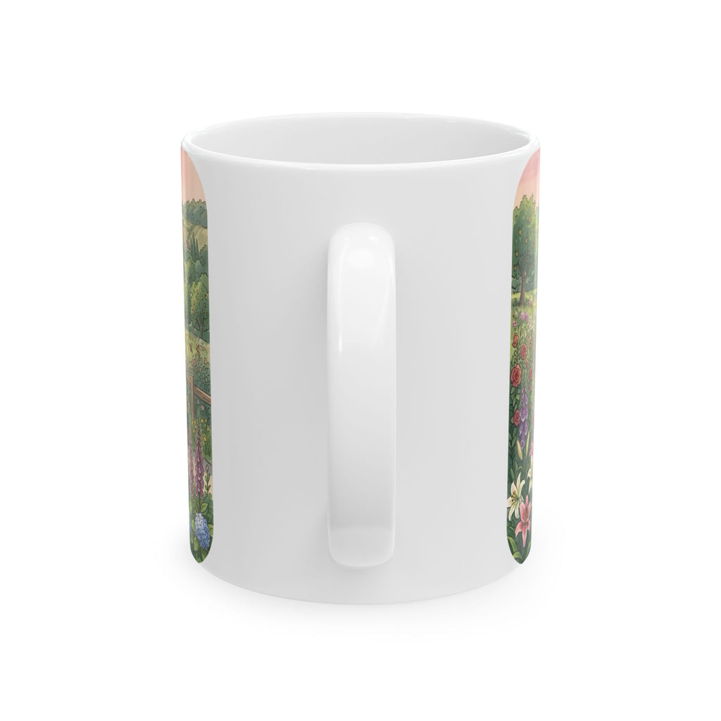 Scenic Family Bike Ride White Ceramic Mug – Countryside Morning Together Cup (11oz & 15oz)