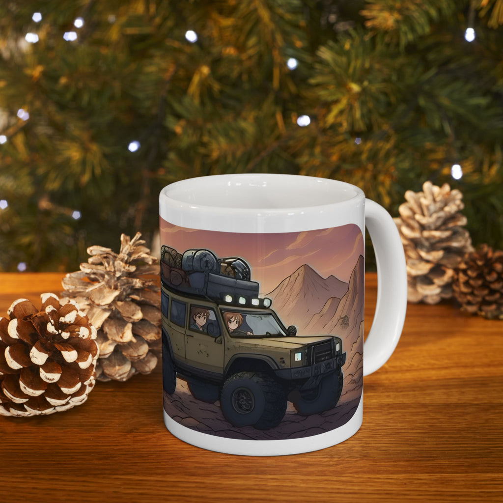 Adventure 4x4 Trucks #44, Globe Trekkers White Ceramic Mug — Find Your Path To The Essentials Cup (11oz & 15oz)