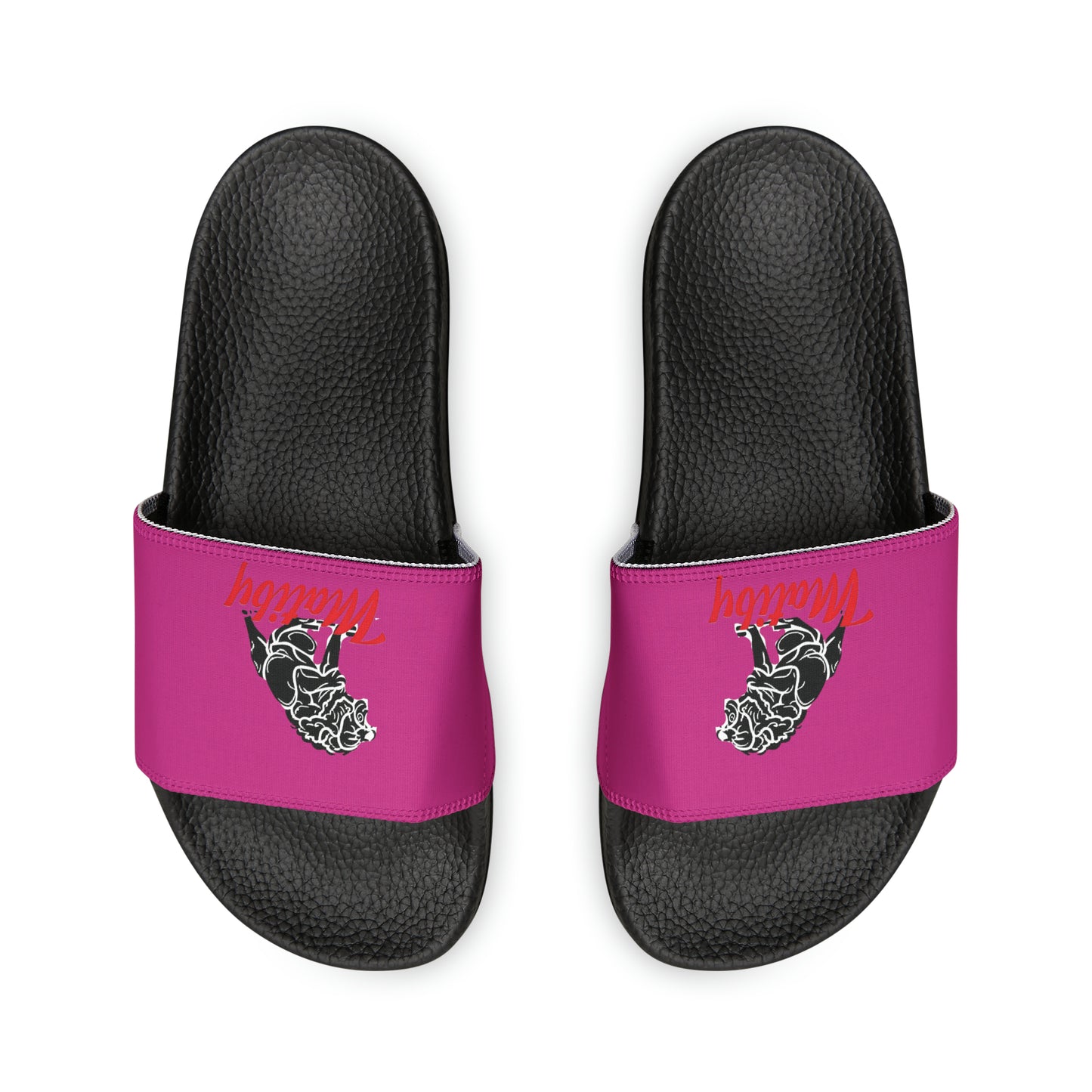 Men's Dark Pink PU Slide Sandals