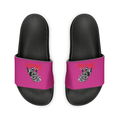 Men's Dark Pink PU Slide Sandals