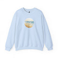 Beach Circle Crewneck Sweatshirt — Coastal Footprints In The Sand At Sunset Sweater