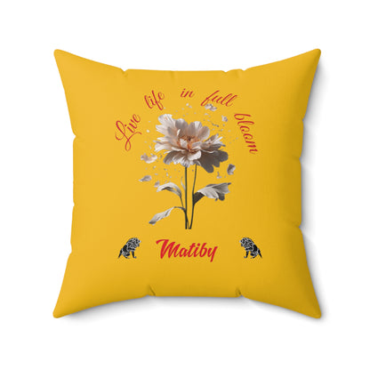 Yellow Matiby Flower Spun Polyester Square Pillow