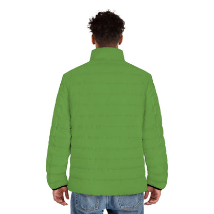 Men's Green Puffer Jacket (AOP)