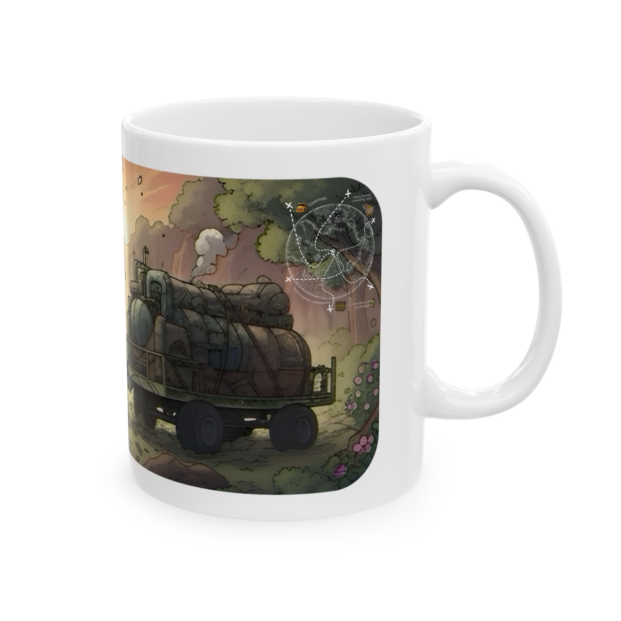 Adventure 4x4 Trucks #1, Army Commandos White Ceramic Mug  — Find Your Path To The Essentials Cup (11oz & 15oz)