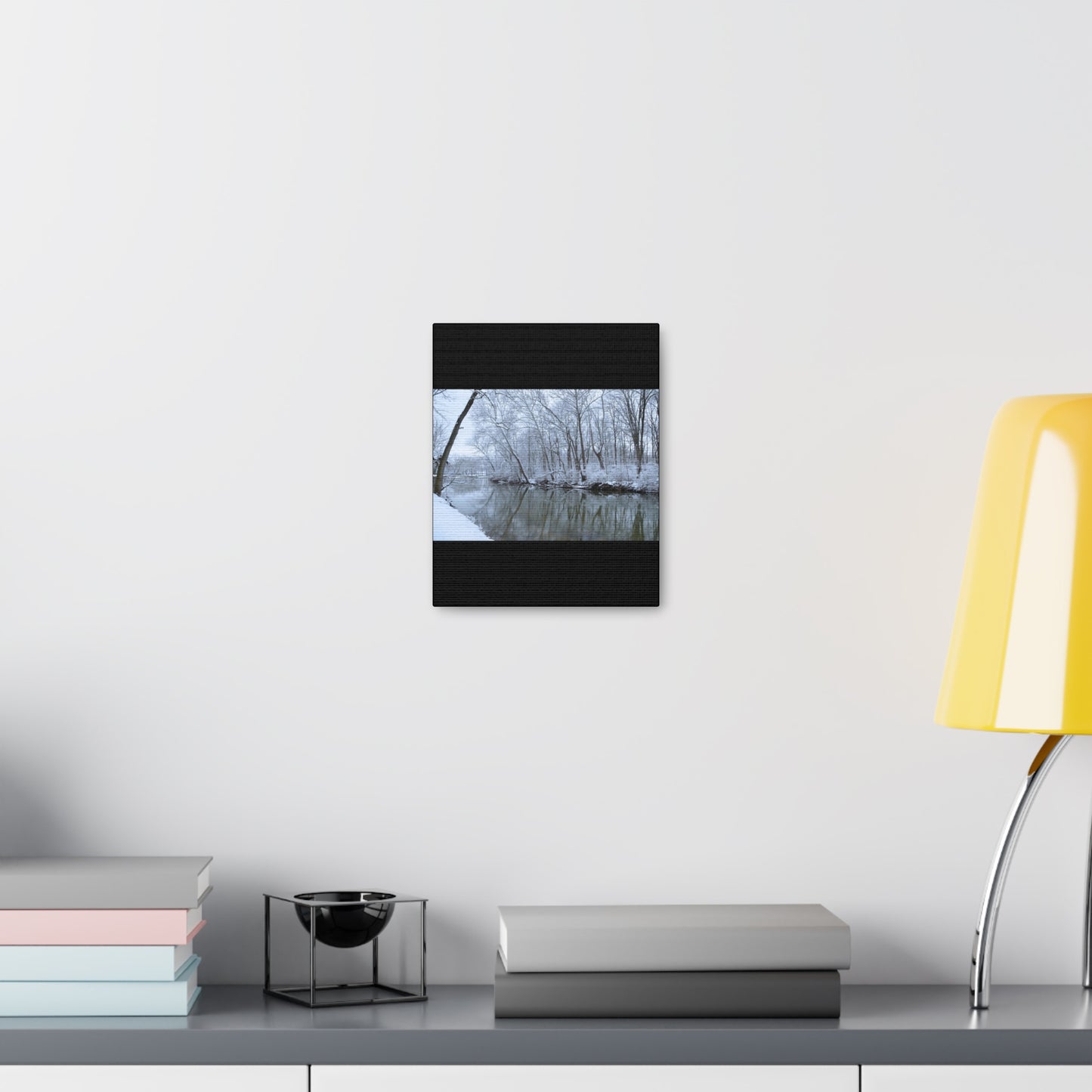 Winter River Black Canvas Gallery Wraps