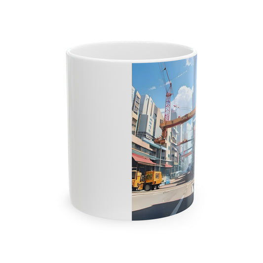 Artzy Construction Ceramic Mug, 11oz