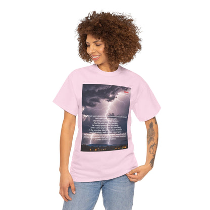 Lightning Style People Tremble Unisex Heavy Cotton Tee, Dual Side, W Font