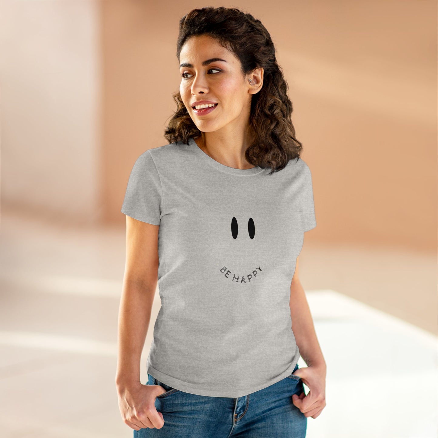 Women's Be Happy Midweight Cotton Tee