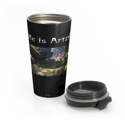 Artzy Stainless Steel Travel Mug, Black