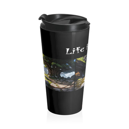 Artzy Stainless Steel Travel Mug, Black