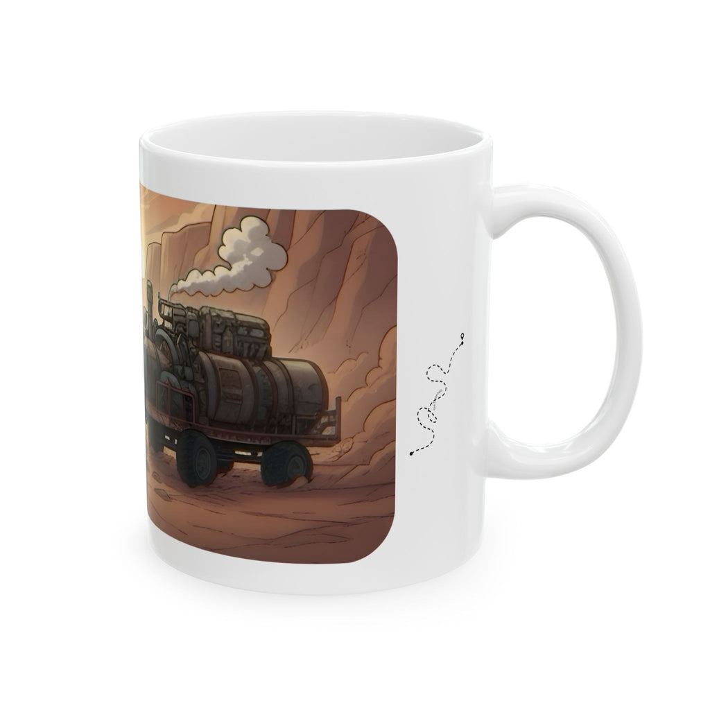Adventure 4x4 Trucks #52, Chic Mechanic On The Haul White Ceramic Mug — Find Your Path To The Essentials Cup (11oz & 15oz)