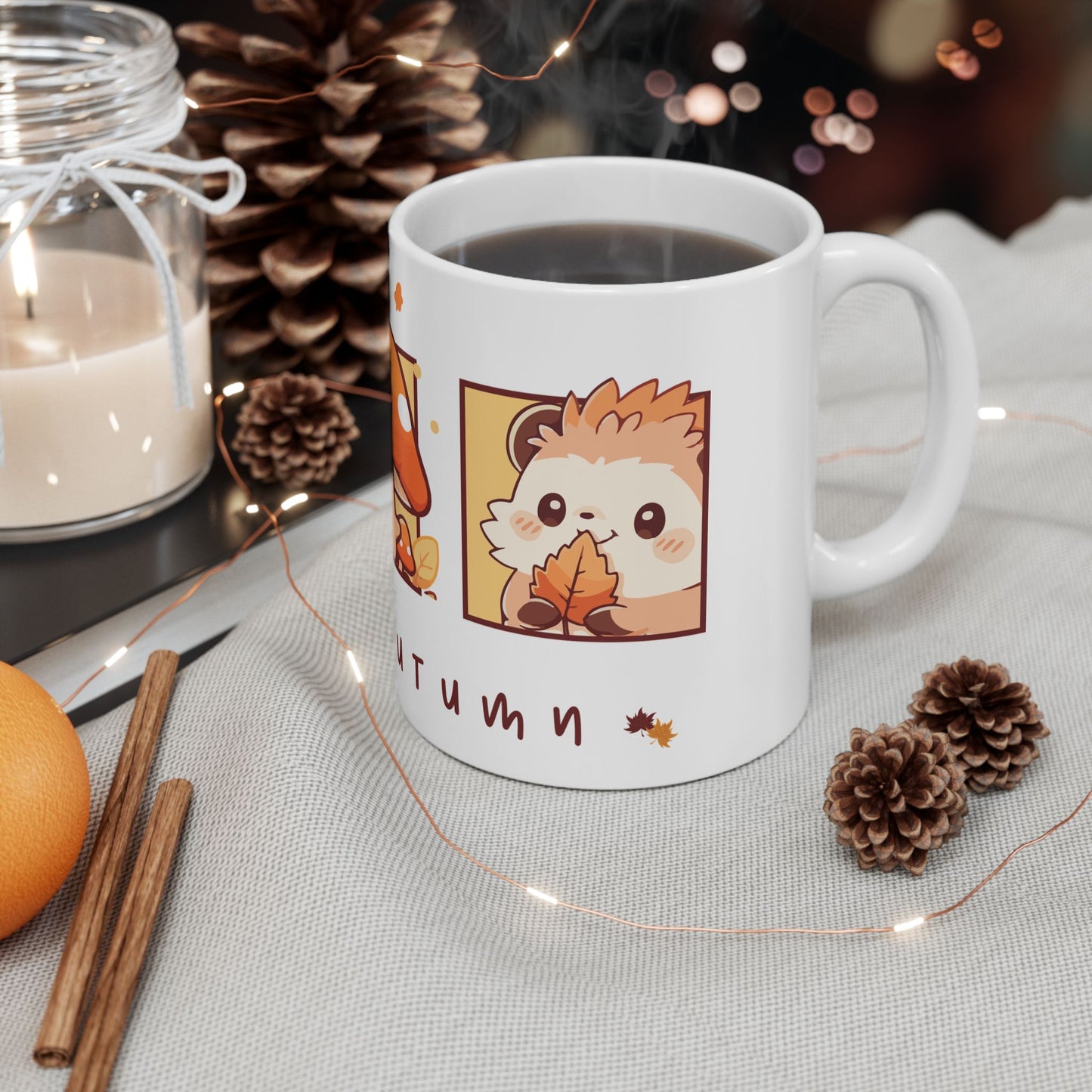 Journeys Hello Autumn Seasons of Change Ceramic Mugs, Gifts for Pet Lovers, Mugs for Animal Lovers, Cute Seasonal Mugs, Mug for All Occasions, Thanksgiving Mug