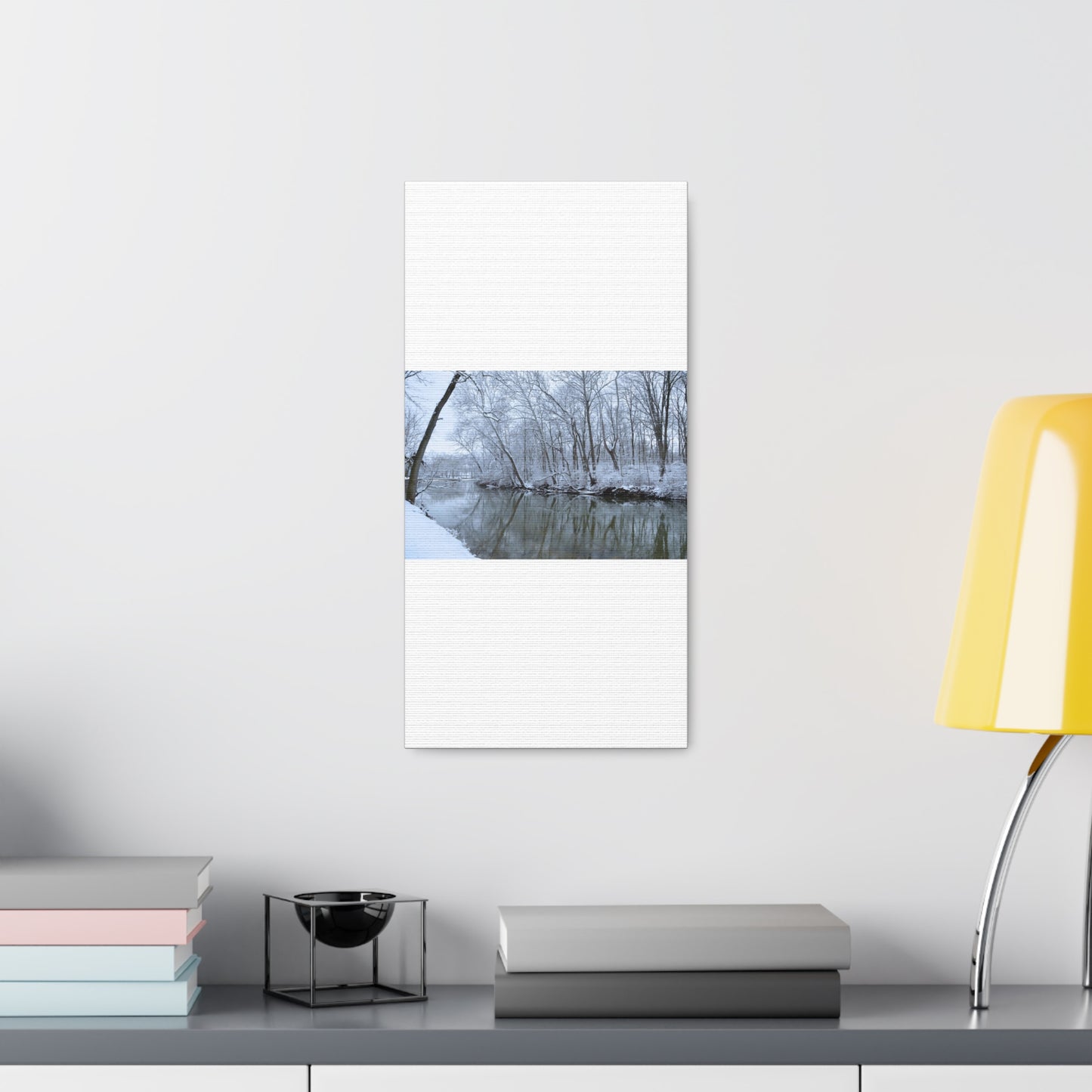 Winter River White Canvas Gallery Wraps