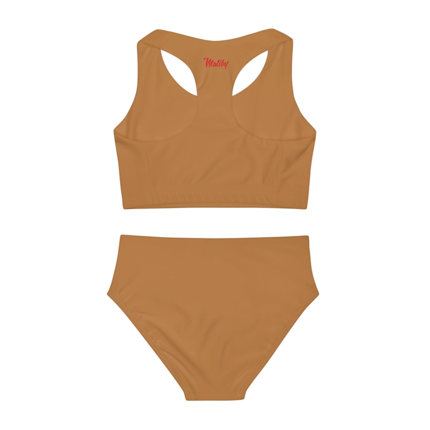 Girl's "Sunny Day" Light Brown Two Piece Swimsuit (AOP)