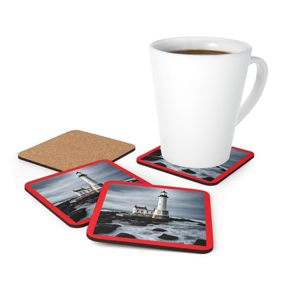 Matiby Lighthouse Red Corkwood Coaster Set