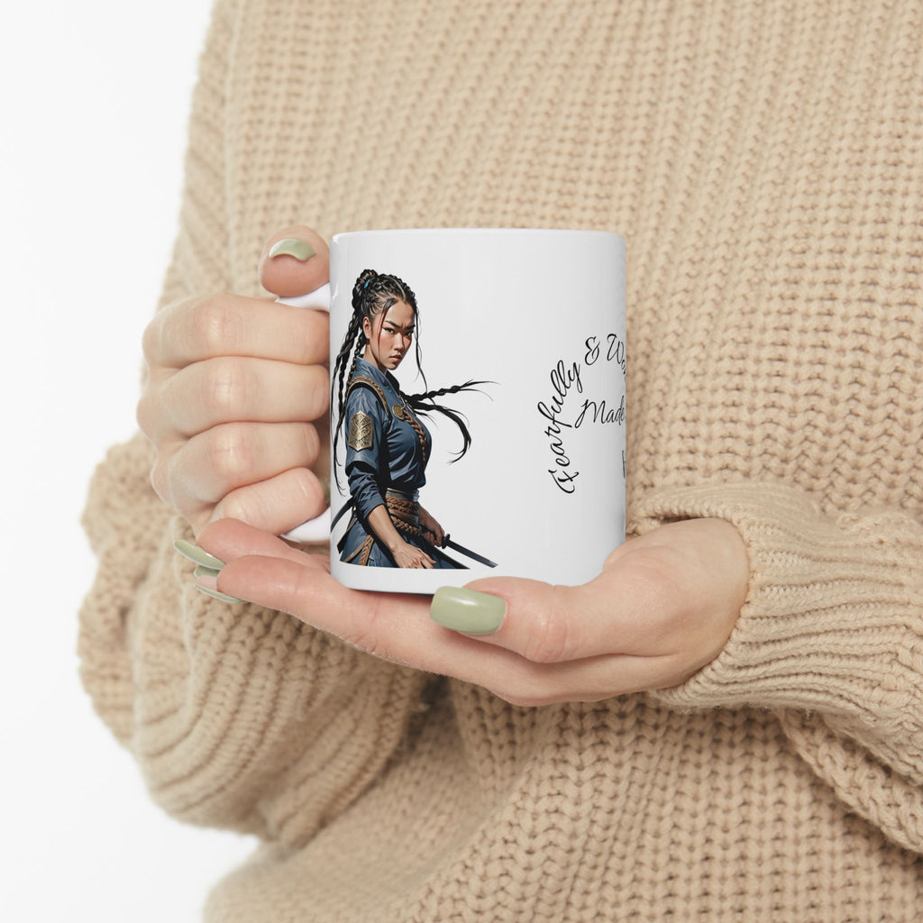 Gentle Woman of Valor #7 White Ceramic Mug - Fearfully & Wonderfully Made Tribute Cup (11oz/15oz)