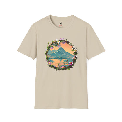 Japanese Blue Rose Landscape Unisex Softstyle T-Shirt