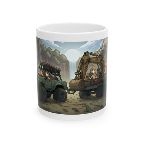 Adventure 4x4 Trucks #10,  Hard Hat And Vest Workers White Ceramic Mug — Find Your Path To The Essentials Cup (11oz & 15oz)