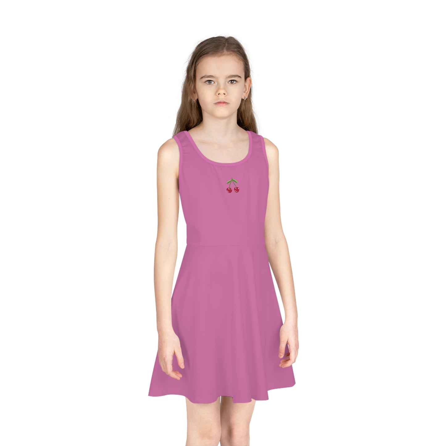 Girls' Light Pink Sleeveless Sundress (AOP)