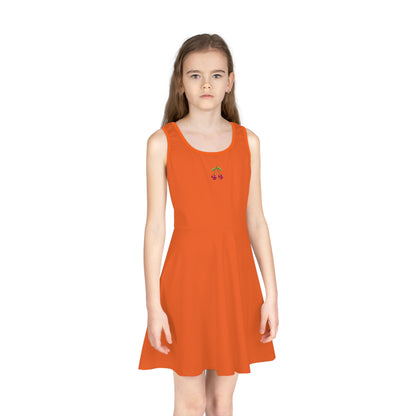 Girls' Orange Sleeveless Sundress (AOP)