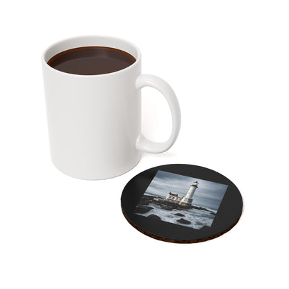 Matiby Lighthouse Black Cork Back Coaster