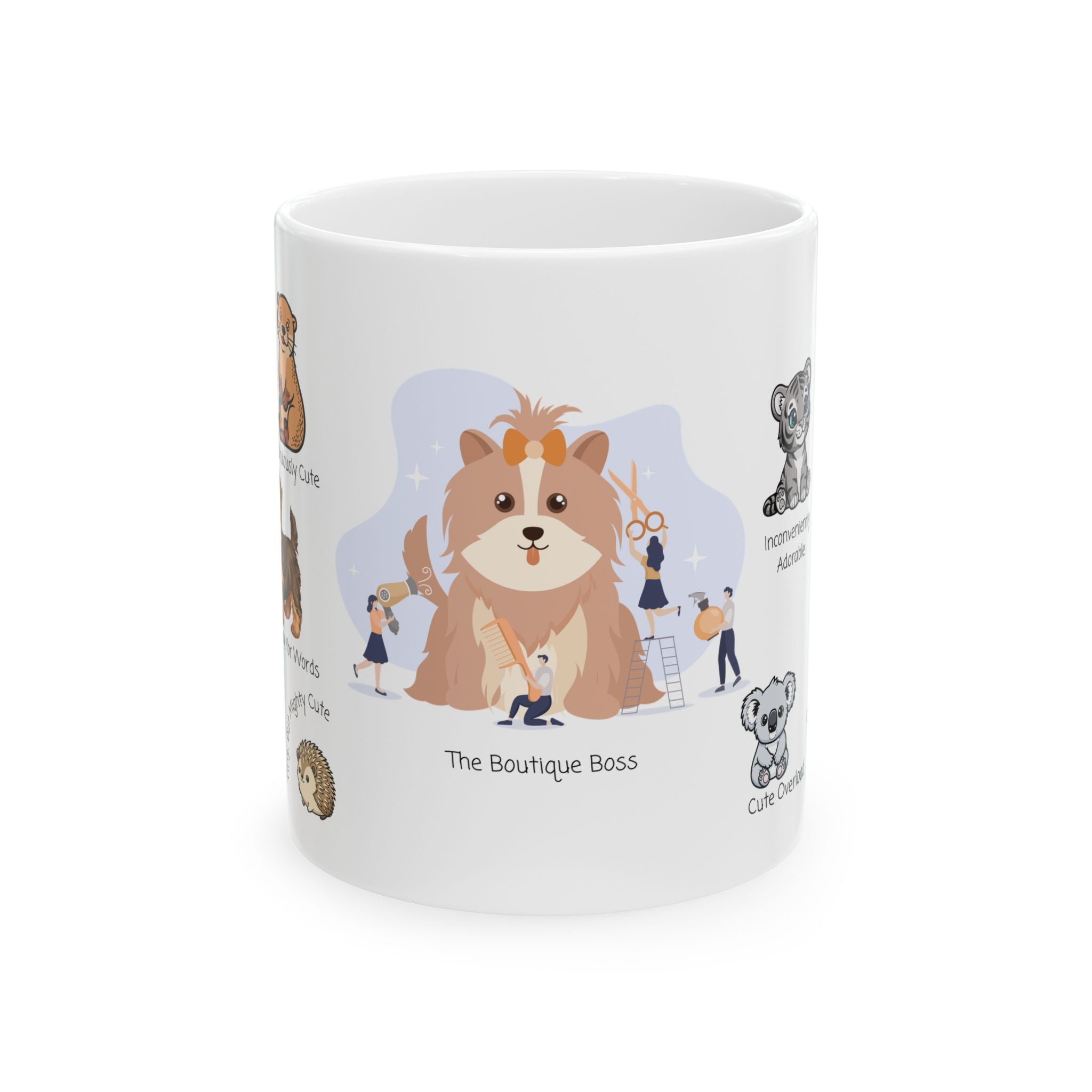 The Boutique Boss White Ceramic Mug — Adorable Cute Overload Cup (11oz/15oz)