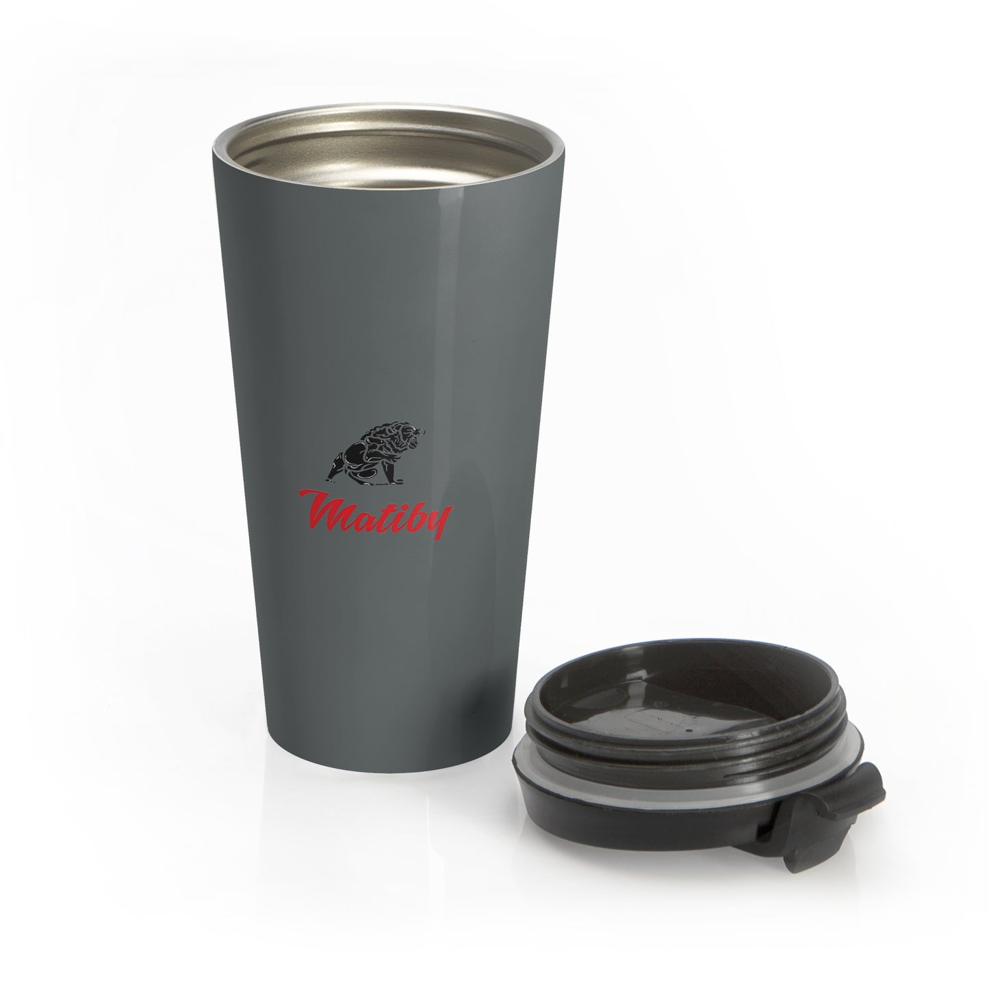 Matiby Dark Grey Stainless Steel Travel Mug