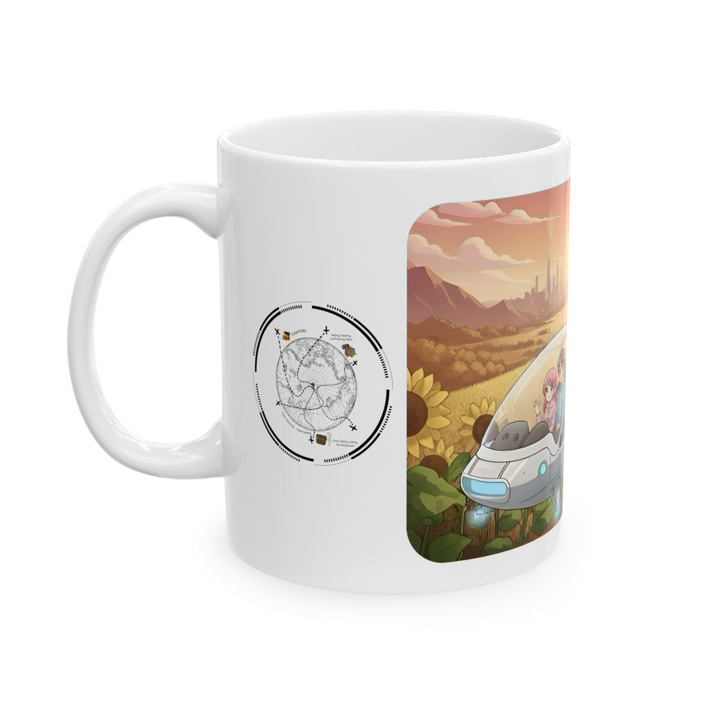 Joyful Flying Anime Cruiser White Ceramic Mug #1 – Friends, Family & Imaginative Adventures, Celebrating Companionship, Creativity & Life’s Little Wonders Cup (11oz/15oz)