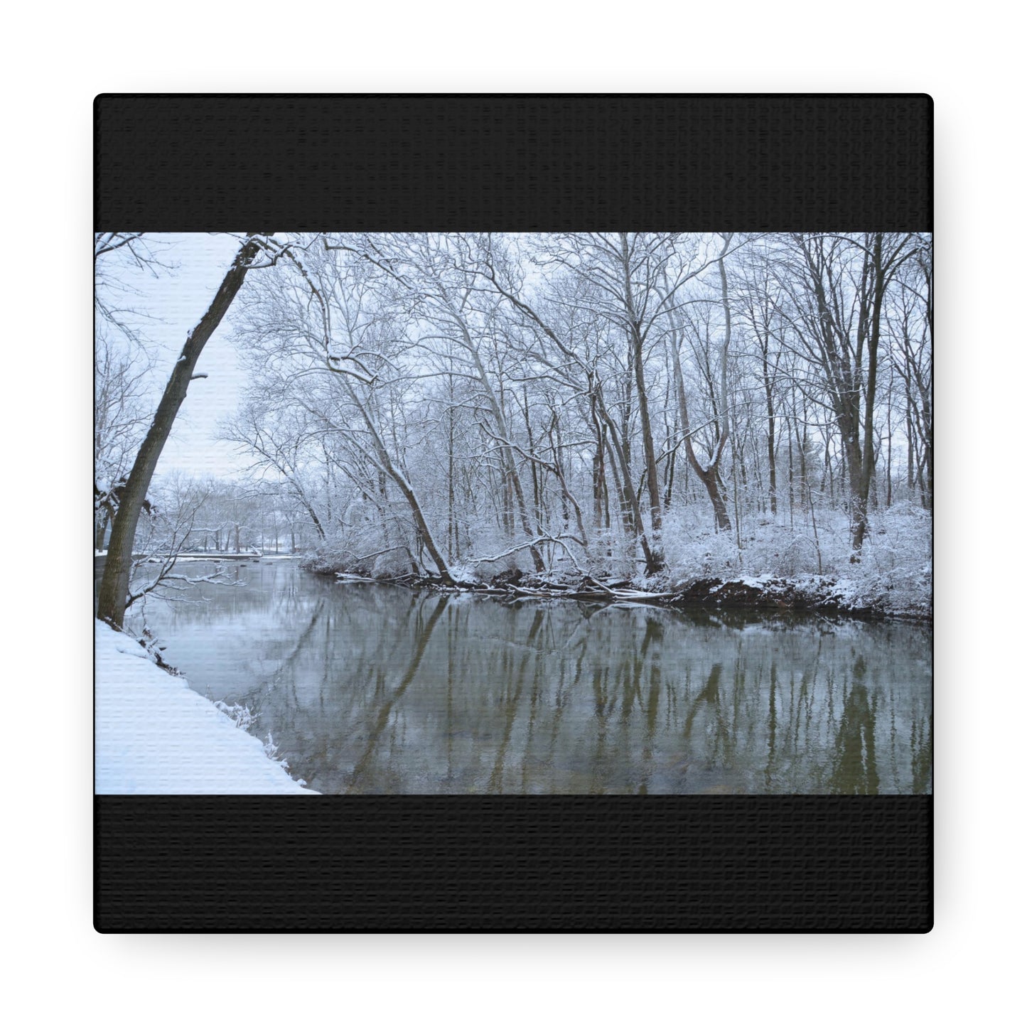 Winter River Black Canvas Gallery Wraps