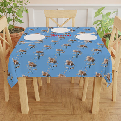 Matiby Light Blue Flower Tablecloth