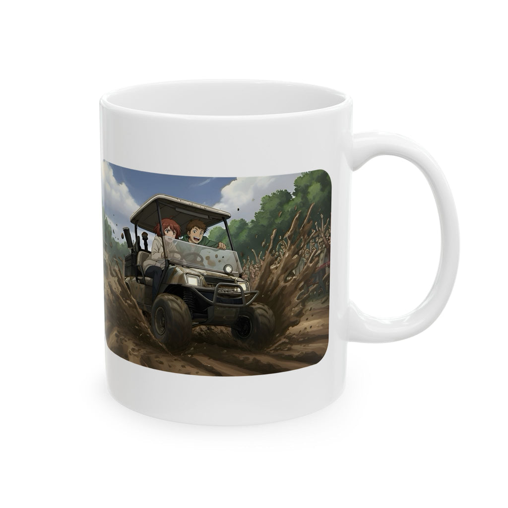 Anime Golf Cart Mud Racing Adventures #4 White Ceramic Mug — Find Your Path To The Essentials Cup (11oz & 15oz)