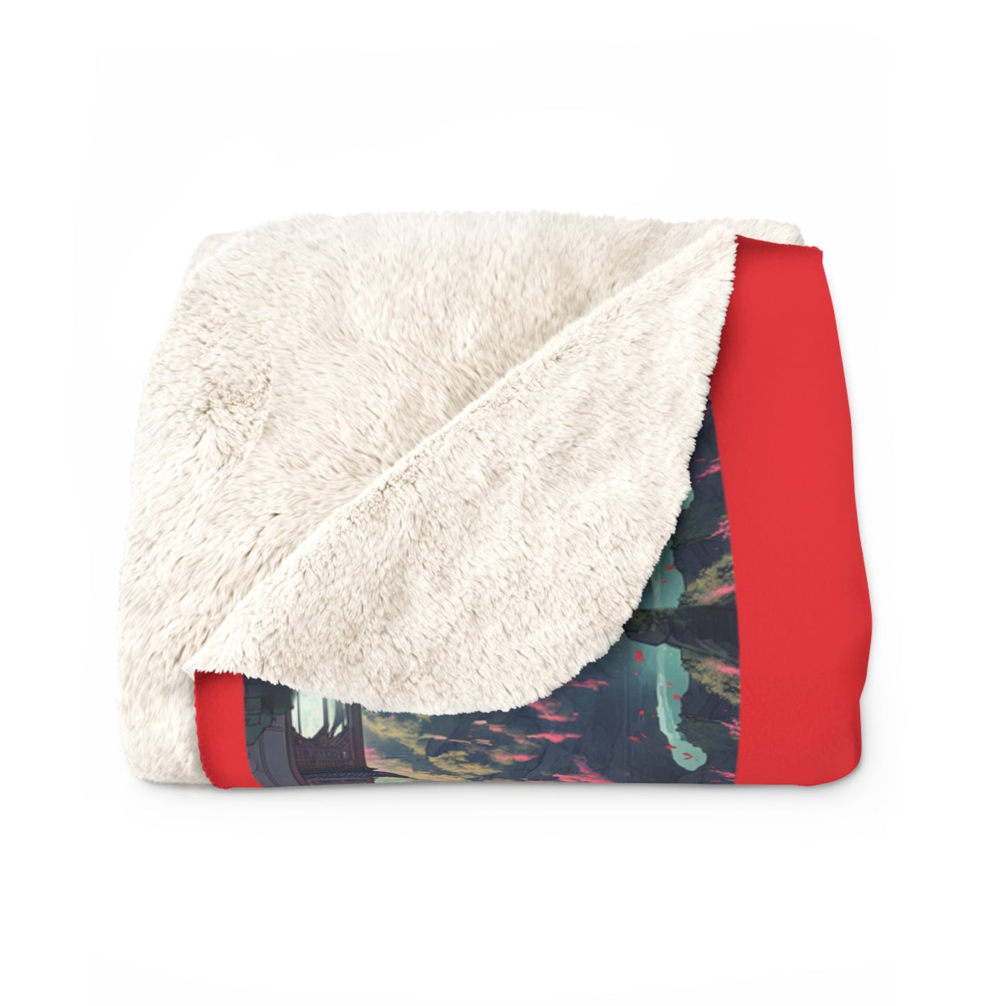 Artzy Scenic Red Sherpa Fleece Blanket