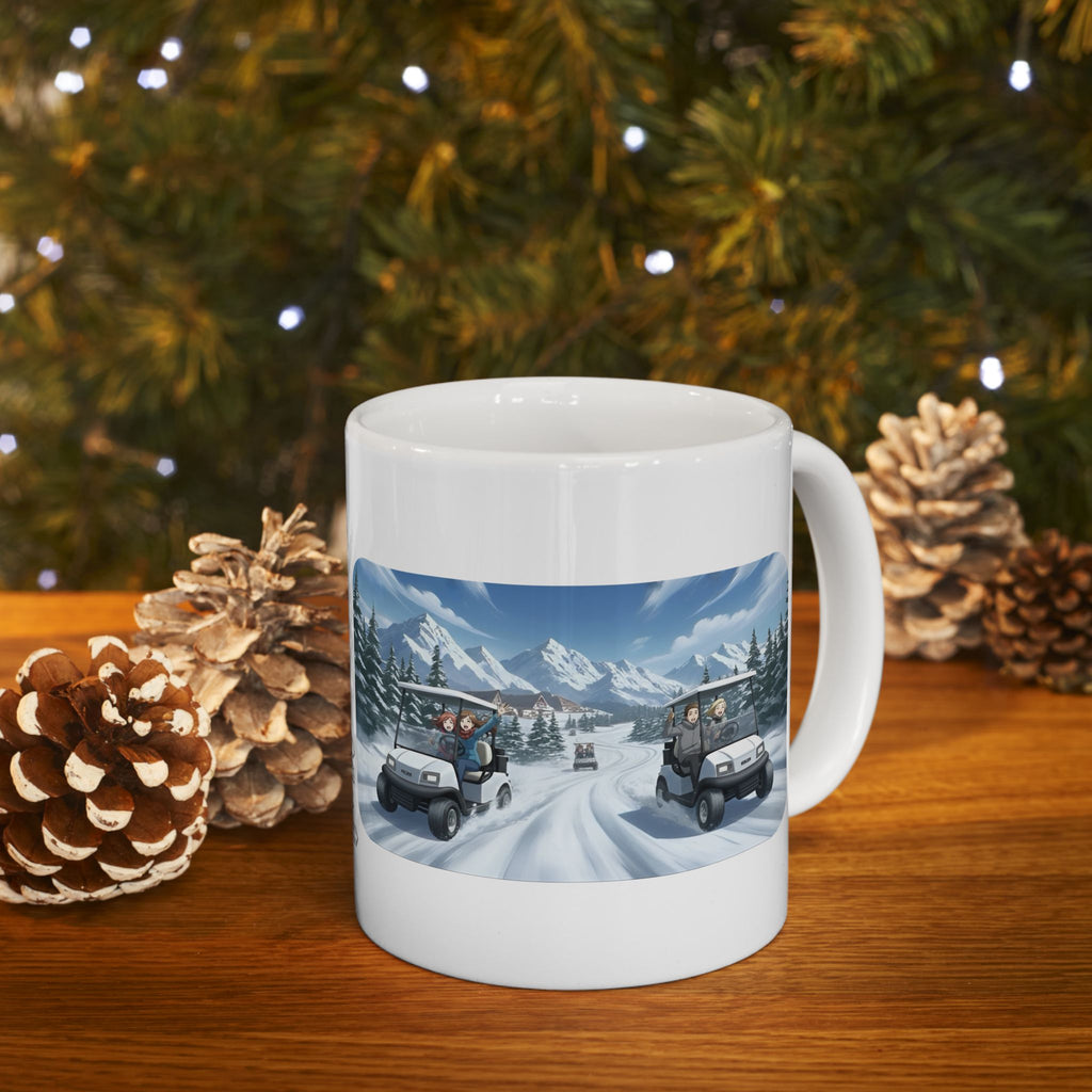 Anime Golf Cart Seasonal Adventures #7 White Ceramic Mug — Find Your Path To The Essentials Cup (11oz & 15oz)
